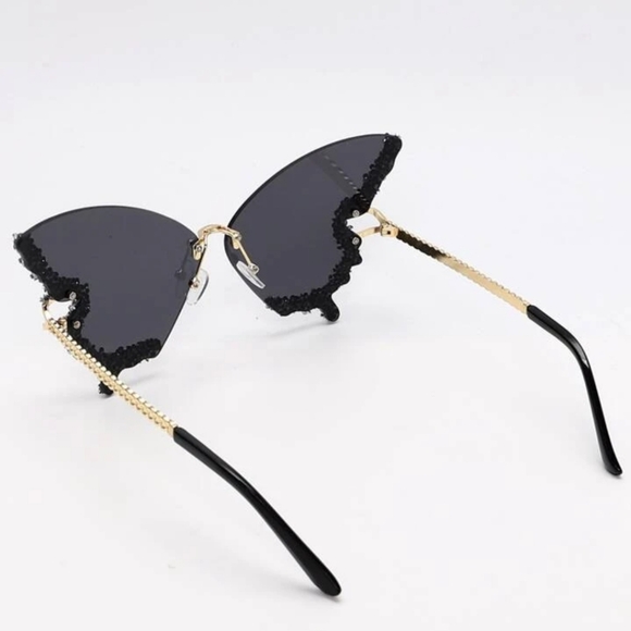 Royal 1 Pair Butterfly & Rhinestone Decor Luxury Y2k Sunglasses Shades Beach - Picture 3 of 5